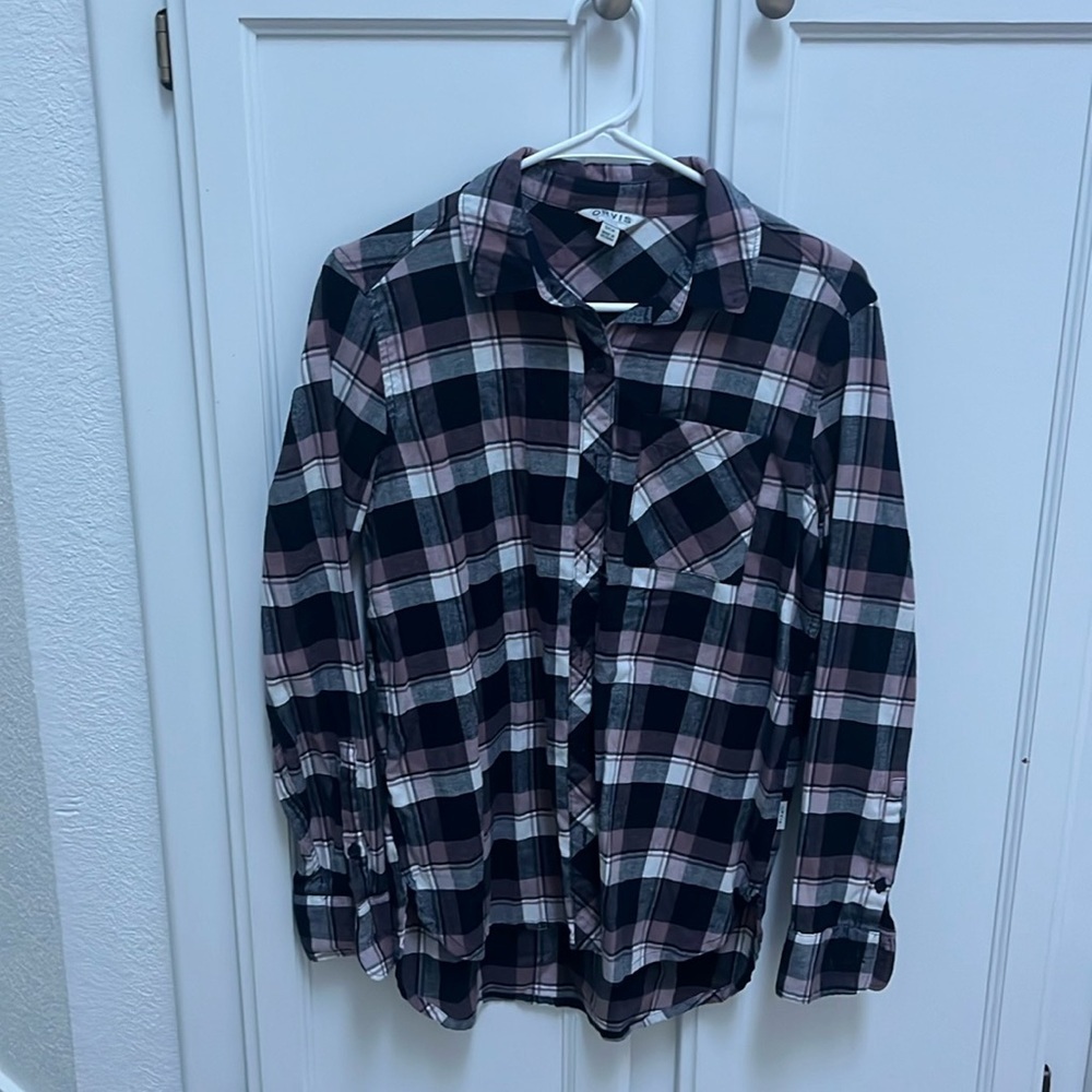 Orvis Divided Women's Button-Down Shirt Size S. Pink Plaid Long Sleeve
